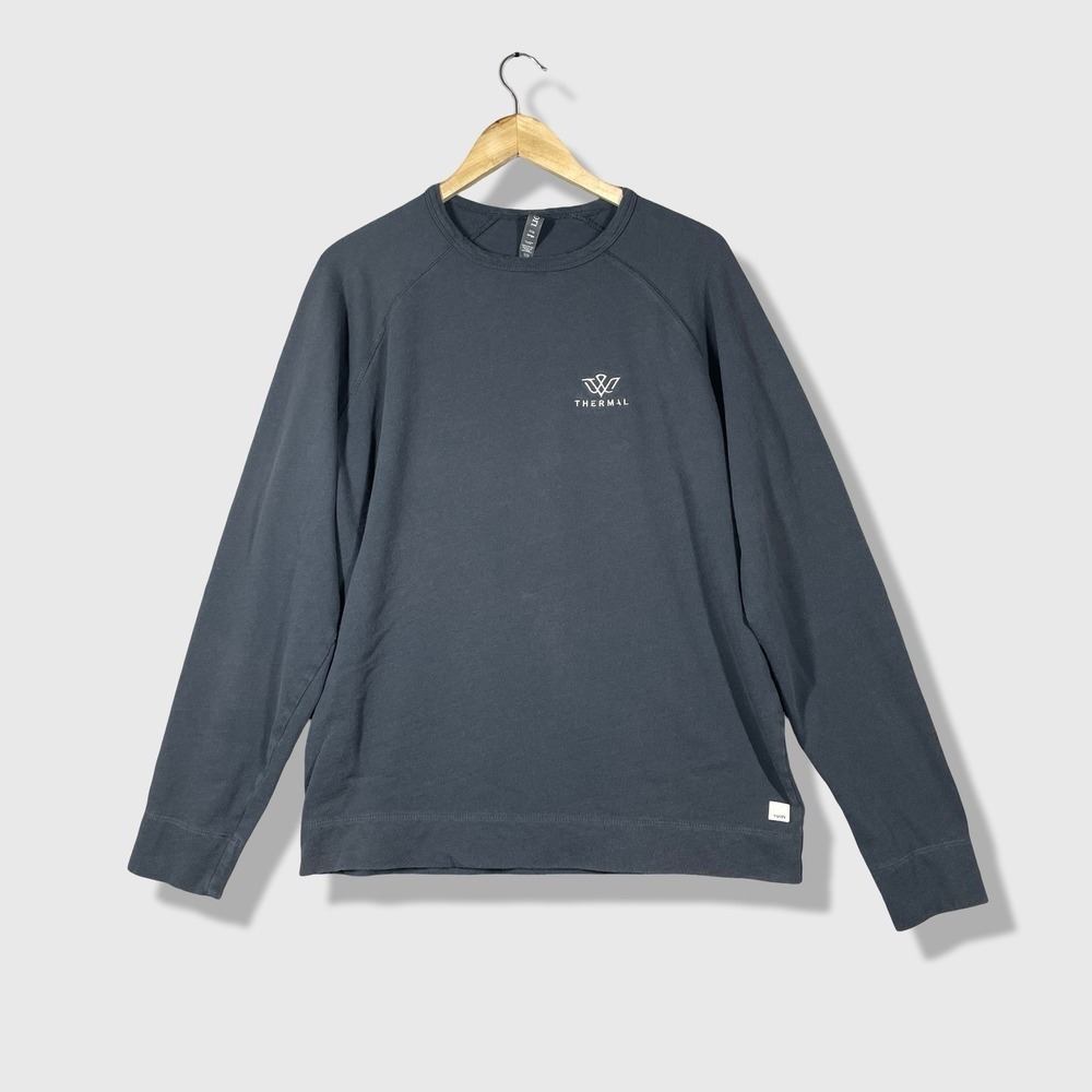 Vuori Vital Crew Long Sleeve Shirt Men L Gray Performance Athleisure Embroidered